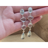 Echt zilveren oorbel stekers/ hangers met topaas